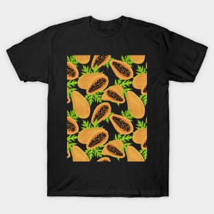 Papaya pattern - black background T-Shirt